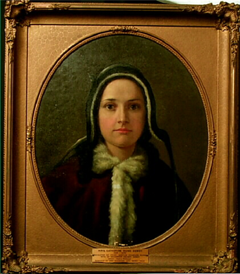 Golden-framed painting of Catherine Dunn Dewey